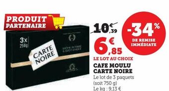 Super U Cafe moulu carte noire offre