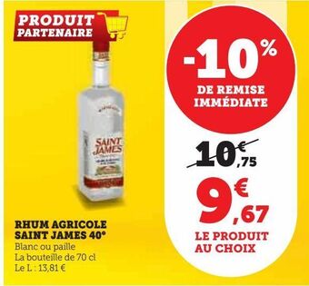 Rhum agricole saint james 40°