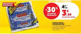 Super U Beurre moule paysan breton offre