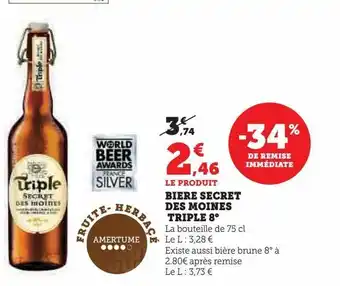 U Express Biere secret des moines triple 8° offre