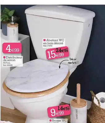 Kandy Distributeur de savon, abattant wc en bois décoré, brosse wc offre