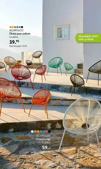 Chaise pour enfants acapulco, chaise lounge acapulco