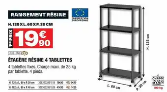 Brico Dépôt Étagère résine 4 tablettes offre