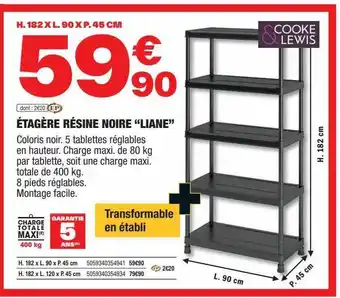 Brico Dépôt Étagère résine noire offre