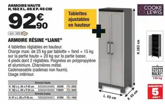Brico Dépôt Armoire résine offre