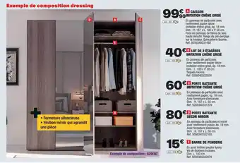 Brico Dépôt Caisson imitation chêne grisé, lot de 2 étagères imitation chêne grisé, porte battante imitation chêne grisé, porte battante offre