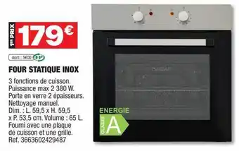 Brico Dépôt Four statique inox offre