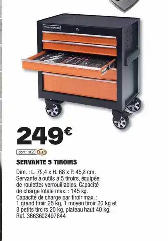 Servante 5 tiroirs