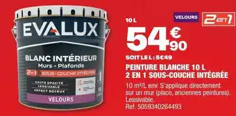 Brico Dépôt Peinture blanche 10l 2 en 1 sous-couche intégrée evalux offre