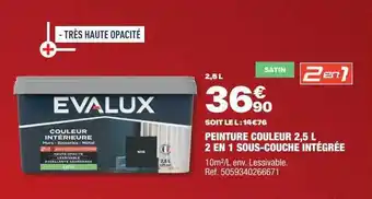 Brico Dépôt Peinture couleur 2,5l 2 en 1 sous-couche intégrée evalux offre