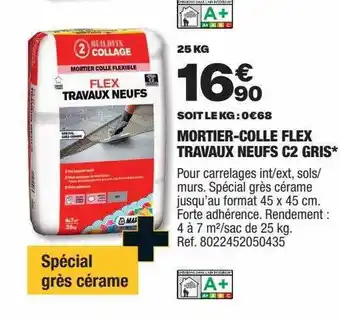 Brico Dépôt Mortier-colle flex travaux neufs c2 gris offre