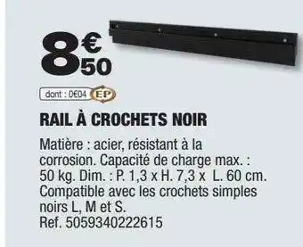 Brico Dépôt Rail à crochets noir offre