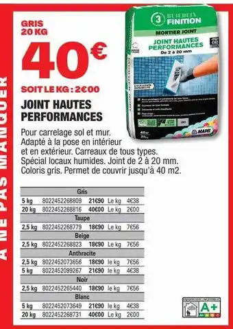 Joint hautes performances