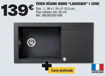 Brico Dépôt Évier résine noire offre