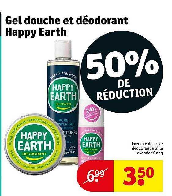 Promo Gel douche et déodorant happy earth chez Kruidvat