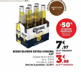 Super U Biere blonde corona 4.5° offre