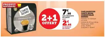 Super U Cafe dosettes carte noire compatibles senseo offre