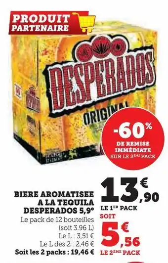 Super U Biere aromatisee a la tequila desperados 5,9° offre