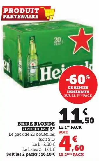 Super U Biere blonde heineken 5° offre
