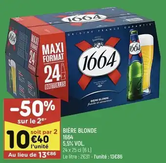 Leader Price Bière blonde 1664 offre
