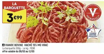 Leader Price Viande bovine haché 15% mg vrac offre
