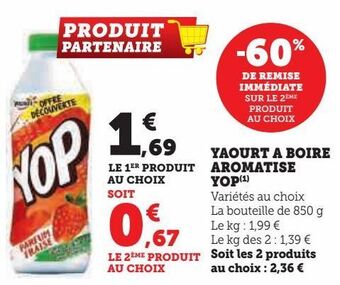 Hyper U Yaourt a boire aromatise yop offre