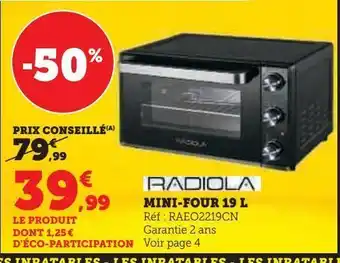 Hyper U Mini-four 19 l radiola offre