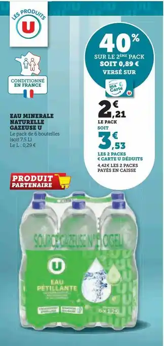 Hyper U Eau minerale naturelle gazeuse u offre