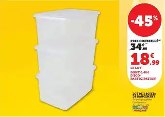 Hyper U Lot de 3 boites de rangement offre