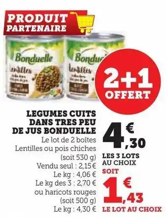 Hyper U Legumes cuits dans tres peu de jus bonduelle offre