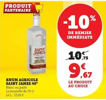 Hyper U Rhum agricole saint james 40 offre
