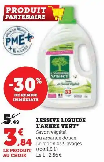 Hyper U Lessive liquide l'arbre vert offre