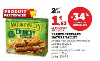 Hyper U Barres cereales nature valley offre