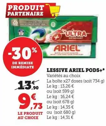 Hyper U Lessive ariel pods+ offre