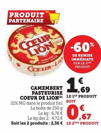 Hyper U Camembert pasteurise coeur de lion( offre