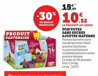 Hyper U Pom'potes sans sucres ajoutes materne offre