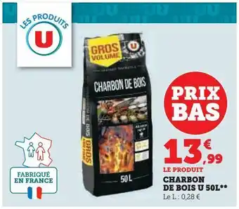 Hyper U Charbon de bois u 50l offre