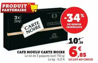 U Express Café moulu carte noire offre