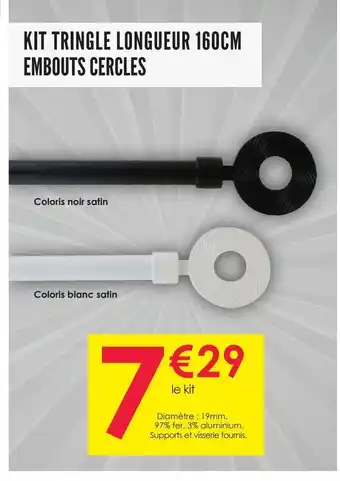 Décor Discount Kit tringle 160 cm embouts cercles offre