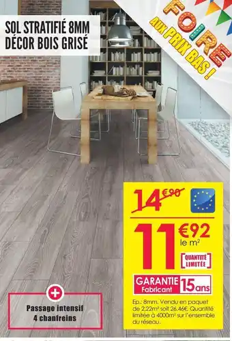 Décor Discount Sol stratifié 8mm décor bois grisé offre
