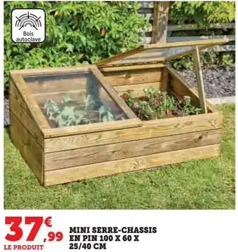 Super U Mini serre-chassis en pin 100 x 60 x 25/40 cm offre