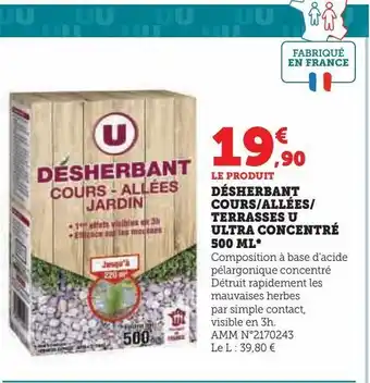 Désherbant cours/allées/ terrasses u ultra concentré 500 ml