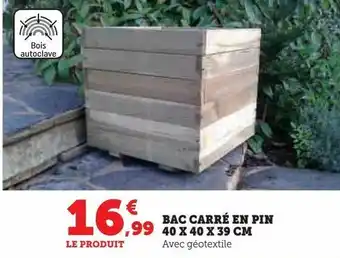 Super U Bac carré en pin 40 x 40 x 39 cm offre