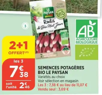 Bi1 Semences Potagères Bio Le Paysan offre