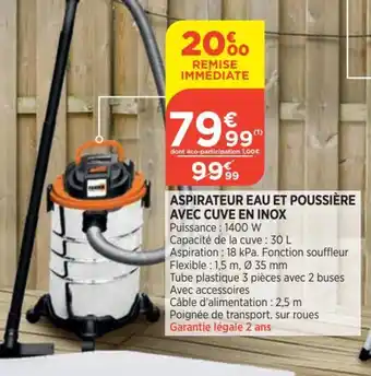 Bi1 Aspirateur Eau Et Poussière Avec Cuve en Inox offre