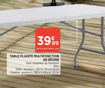 Bi1 Table Pliante Multifonction en Résine offre