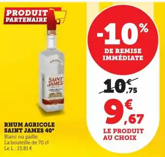 Super U Rhum Agricole Saint James 40° offre
