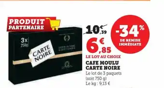 Super U Cafe Moulu Carte Noire offre