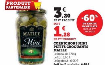 Super U Cornichons Mini Petits Croquants Maille offre