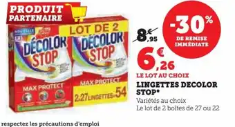 Super U Lingettes Decolor Stop* offre